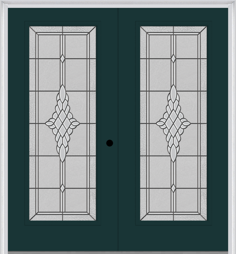MMI Twin/Double Full Lite 6'8" Fiberglass Smooth Grace Nickel Or Grace Patina Decorative Glass Exterior Prehung Door 686