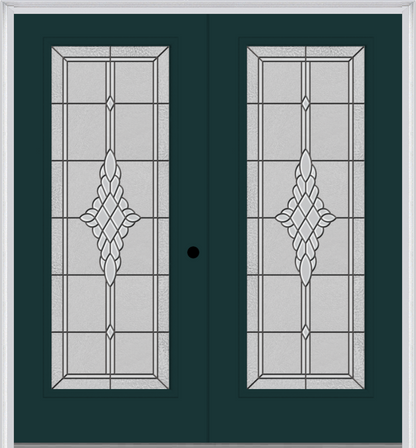 MMI Twin/Double Full Lite 6'8" Fiberglass Smooth Grace Nickel Or Grace Patina Decorative Glass Exterior Prehung Door 686