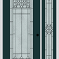 MMI Full Lite 6'8" Fiberglass Smooth Selwyn Patina Exterior Prehung Door With 1 Full Lite Selwyn Patina Decorative Glass Sidelight 686