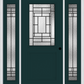 MMI 1/2 Lite 1 Panel 6'8" Fiberglass Smooth Pembrook Patina Exterior Prehung Door With 2 Full Lite Pembrook Patina Decorative Glass Sidelights 682