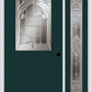 MMI 1/2 LITE 1 PANEL 6'8" FIBERGLASS SMOOTH EXPRESSIONS SATIN NICKEL EXTERIOR PREHUNG DOOR WITH 1 FULL LITE EXPRESSIONS SATIN NICKEL DECORATIVE GLASS SIDELIGHT 682