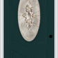 MMI SMALL OVAL 2 PANEL DELUXE 6'8" FIBERGLASS SMOOTH HEIRLOOMS BRASS OR HEIRLOOMS SATIN NICKEL DECORATIVE GLASS EXTERIOR PREHUNG DOOR 749