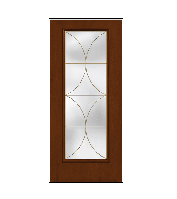THERMATRU Full Lite 6'8" Fiber Classic Fiberglass Latitude Decorative Glass Exterior Prehung Door Fcm2382 A, C, Or D