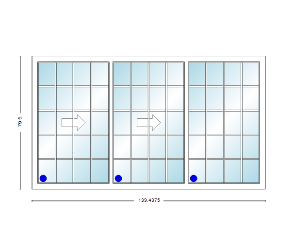 MI V3000 Series 12'0" X 6'8" Vinyl 3 Panel Multi-Slide White Sliding/Gliding Low-E Clear Dual Pane Tempered Glass Knocked Down Patio Door 1618 Grilles Optional