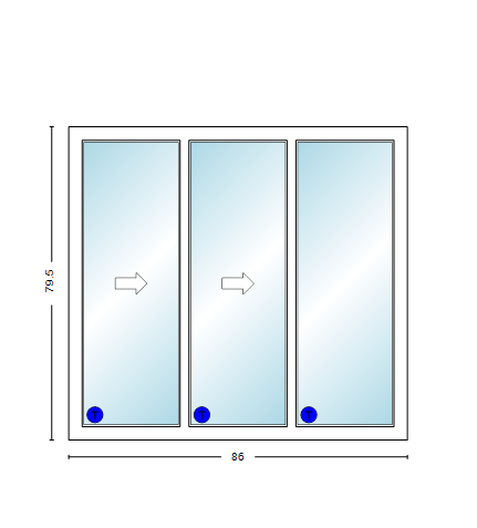 MI V3000 Series 7'2" X 6'8" Vinyl 3 Panel Multi-Slide White Sliding/Gliding Low-E Clear Dual Pane Tempered Glass Knocked Down Patio Door 1618 Grilles Optional