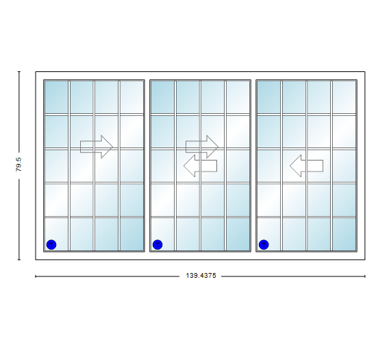 MI V3000 Series 12'0" X 6'8" Vinyl 3 Panel Multi-Slide White Sliding/Gliding Low-E Clear Dual Pane Tempered Glass Knocked Down Patio Door 1618 Grilles Optional