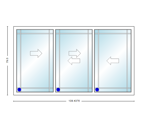 MI V3000 Series 12'0" X 6'8" Vinyl 3 Panel Multi-Slide White Sliding/Gliding Low-E Clear Dual Pane Tempered Glass Knocked Down Patio Door 1618 Grilles Optional