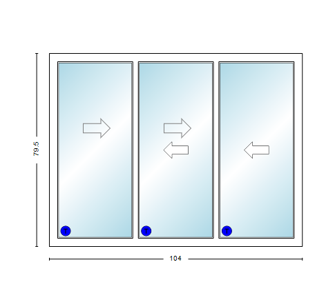 MI V3000 Series 8'8" X 6'8" Vinyl 3 Panel Multi-Slide White Sliding/Gliding Low-E Clear Dual Pane Tempered Glass Knocked Down Patio Door 1618 Grilles Optional