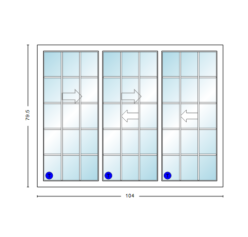 MI V3000 Series 8'8" X 6'8" Vinyl 3 Panel Multi-Slide White Sliding/Gliding Low-E Clear Dual Pane Tempered Glass Knocked Down Patio Door 1618 Grilles Optional