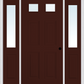 MMI 2-1/4 LITE 4 PANEL 3'0" X 6'8" FIBERGLASS SMOOTH EXTERIOR PREHUNG DOOR WITH 2 HALF LITE CLEAR GLASS SIDELIGHTS 23