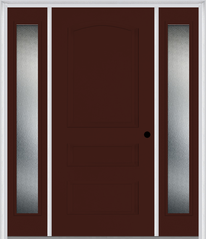 MMI 3 Panel 3'0" X 6'8" Fiberglass Smooth Exterior Prehung Door With 2 Full Lite Clear Or Privacy/Textured Glass Sidelights 31