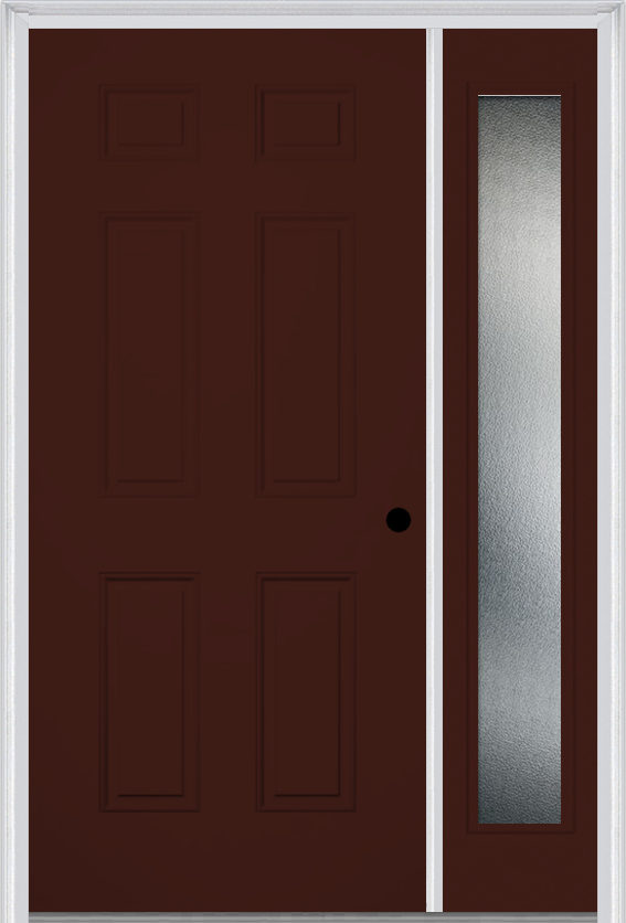 MMI 6 Panel 3'0" X 6'8" Fiberglass Smooth Exterior Prehung Door With 1 Full Lite Clear Or Privacy/Textured Glass Sidelight 21