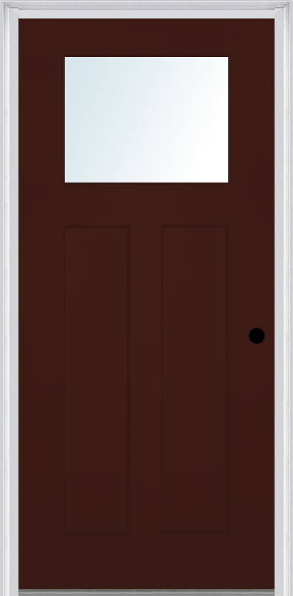 MMI Craftsman 2 Panel Shaker 3'0" X 6'8" Fiberglass Smooth Clear Or SDL Low-E Glass Finger Jointed Primed Exterior Prehung Door 866, 867SDL, Or 868SDL