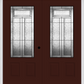 MMI TWIN/DOUBLE 3/4 LITE 2 PANEL 6'0" X 6'8" FIBERGLASS SMOOTH ROYAL PATINA DECORATIVE GLASS EXTERIOR PREHUNG DOOR 607
