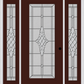 MMI Full Lite 6'8" Fiberglass Smooth Grace Nickel Or Grace Patina Exterior Prehung Door With 2 Full Lite Grace Nickel/Patina Decorative Glass Sidelights 686