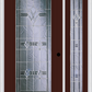 MMI FULL LITE 6'8" FIBERGLASS SMOOTH RADIANT HUES NICKEL EXTERIOR PREHUNG DOOR WITH 1 FULL LITE RADIANT HUES NICKEL DECORATIVE GLASS SIDELIGHT 686