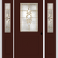 MMI 1/2 Lite 1 Panel 6'8" Fiberglass Smooth Heirlooms Brass Or Heirlooms Satin Nickel Exterior Prehung Door With 2 Half Lite Heirlooms Brass/Satin Nickel Decorative Glass Sidelights 682