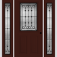 MMI 1/2 Lite 2 Panel 6'8" Fiberglass Smooth Chateau Wrought Iron Exterior Prehung Door With 2 Full Lite Chateau Wrought Iron Decorative Glass Sidelights 684