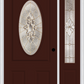 MMI SMALL OVAL 2 PANEL 3'0" X 6'8" FIBERGLASS SMOOTH HEIRLOOMS BRASS OR HEIRLOOMS SATIN NICKEL EXTERIOR PREHUNG DOOR WITH 1 HEIRLOOMS BRASS/SATIN NICKEL 3/4 LITE DECORATIVE GLASS SIDELIGHT 949