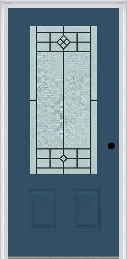 MMI 3/4 Lite 2 Panel 3'0" X 6'8" Fiberglass Smooth Beaufort Patina Decorative Glass Exterior Prehung Door 607