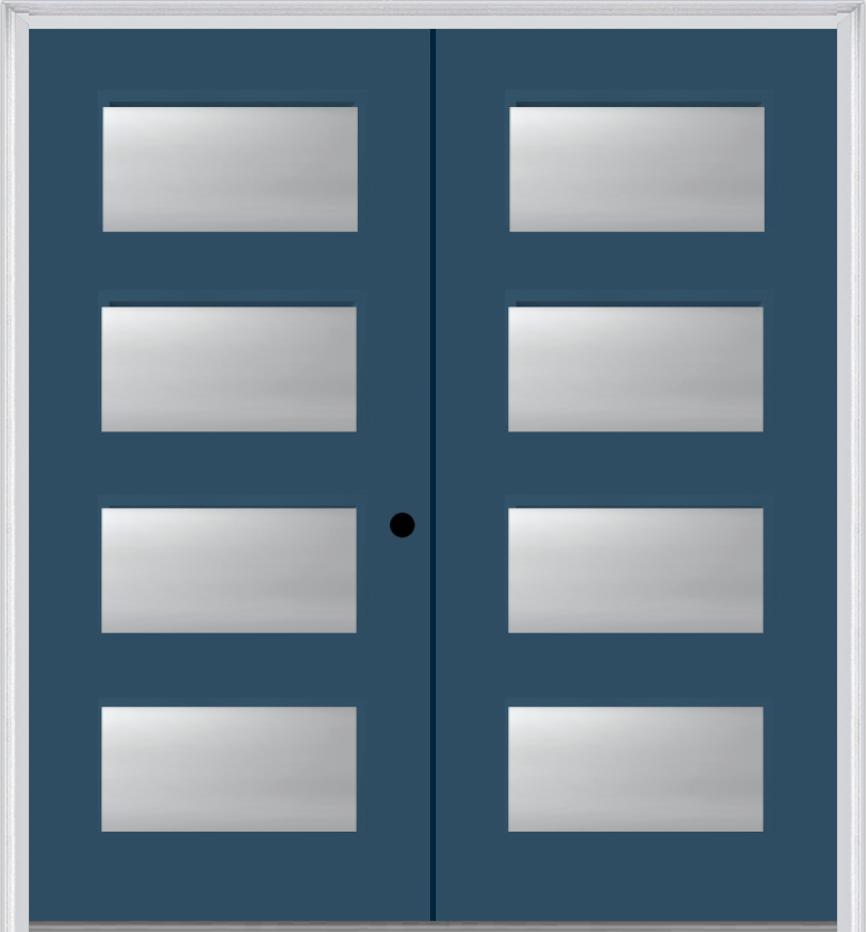 MMI TWIN/DOUBLE 4 LITE 6'8" FIBERGLASS SMOOTH CLEAR OR FROSTED GLASS EXTERIOR PREHUNG DOOR 651H4
