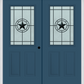 MMI TWIN/DOUBLE 1/2 LITE 2 PANEL 6'8" FIBERGLASS SMOOTH ELEGANT STAR WROUGHT IRON DECORATIVE GLASS EXTERIOR PREHUNG DOOR 684