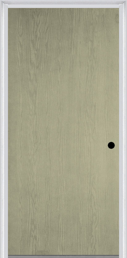 MMI Flush 6'8" Fiberglass Oak Finger Jointed Primed Exterior Prehung Door 1