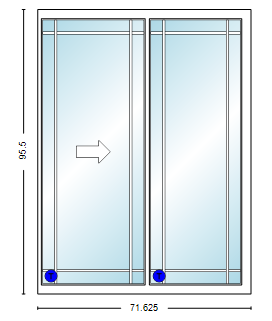 MI V2000 Series 6'0" X 8'0" Vinyl Sliding/Gliding Clear Low-E Argon Tempered Dual Pane Glass 2 Panel Patio Door 910 Colors/Grilles/Screen/Handicapped Sill Options