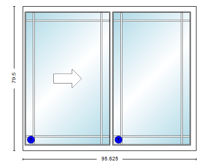 MI V2000 Series 8'0" X 6'8" Vinyl Sliding/Gliding Clear Low-E Argon Tempered Dual Pane Glass 2 Panel Patio Door 910 Colors/Grilles/Screen/Handicapped Sill Options