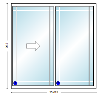 MI V2000 Series 8'0" X 8'0" Vinyl Sliding/Gliding Clear Low-E Argon Tempered Dual Pane Glass 2 Panel Patio Door 910 Colors/Grilles/Screen/Handicapped Sill Options