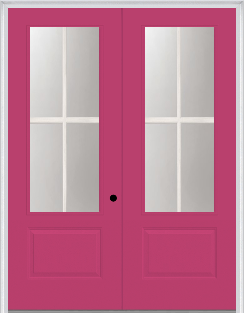 MMI TWIN/DOUBLE 3/4 LITE 1 PANEL DIRECT GLAZE 6'0" X 8'0" FIBERGLASS SMOOTH PRO CLEAR LOW-E GLASS EXTERIOR PREHUNG DOOR
