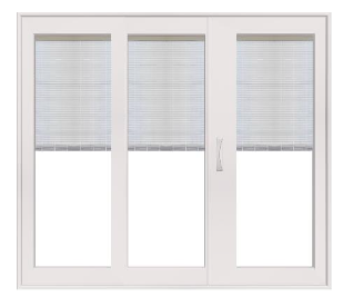 PELLA 90" X 79.5" Lifestyle Series Contemporary 3 Panel OXO Hinged Glass With Manual Blinds/Shades Advanced Low-E Insulating Tempered Argon Fill Glass Assembled Sliding/Gliding Patio Door Screen Option