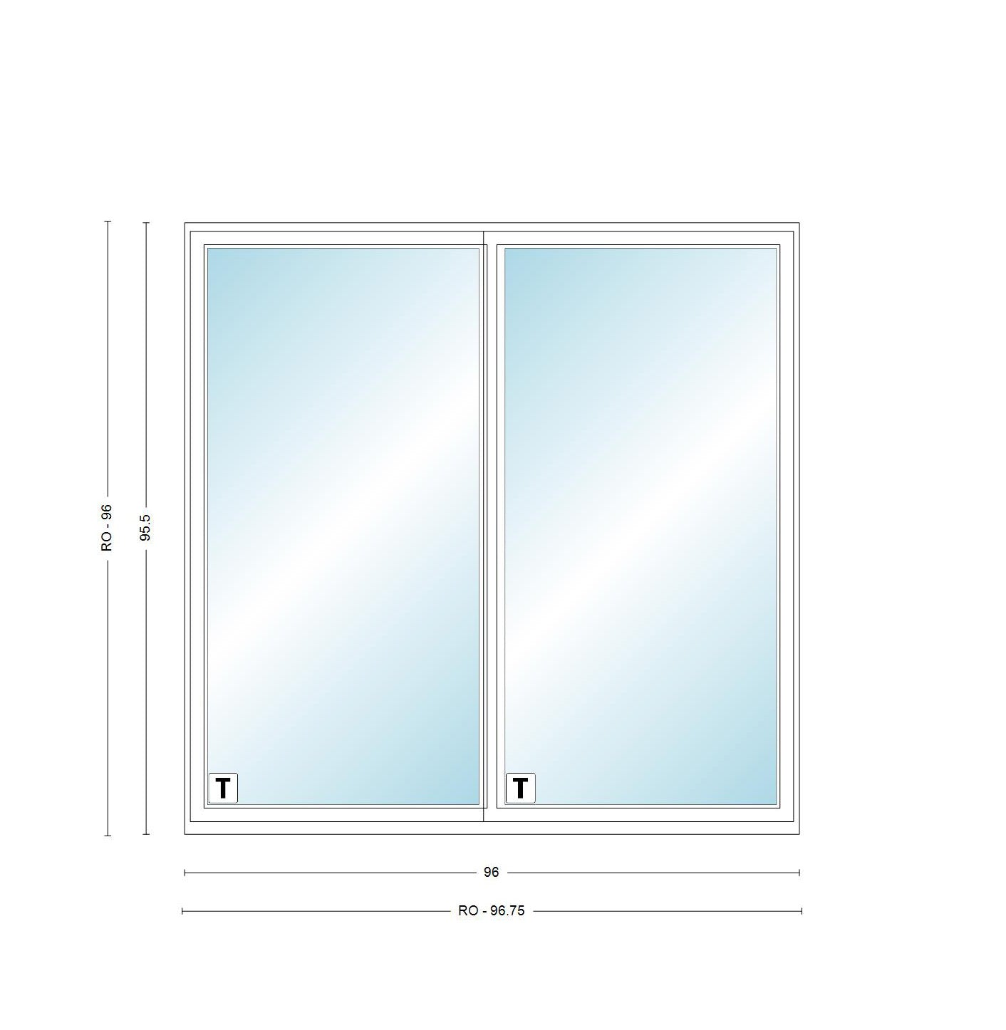 ANDERSEN PS8180 200 Series Permashield 96" X 95-1/2" Sliding/Gliding Dual Pane Or Triple Pane Low-E Tempered Argon Fill Stainless Glass 2 Panel Patio Door Grilles/Screen Options