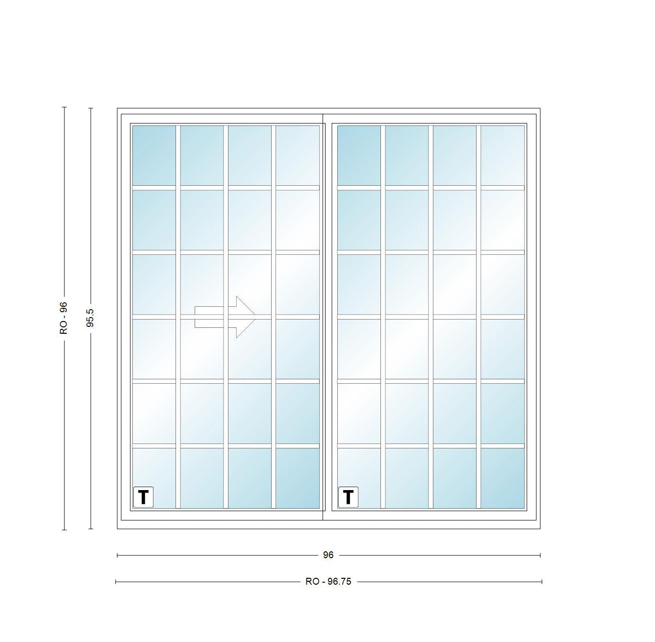 ANDERSEN PS8180 200 Series Permashield 96" X 95-1/2" Sliding/Gliding Dual Pane Or Triple Pane Low-E Tempered Argon Fill Stainless Glass 2 Panel Patio Door Grilles/Screen Options
