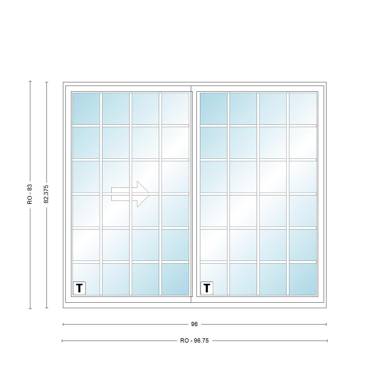 ANDERSEN PS8 200 Series Permashield 96" X 82-3/8" Sliding/Gliding Dual Pane Or Triple Pane Low-E Tempered Argon Fill Stainless Glass 2 Panel Patio Door Grilles/Screen Options