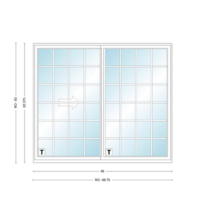 ANDERSEN PS8 200 Series Permashield 96" X 82-3/8" Sliding/Gliding Dual Pane Or Triple Pane Low-E Tempered Argon Fill Stainless Glass 2 Panel Patio Door Grilles/Screen Options