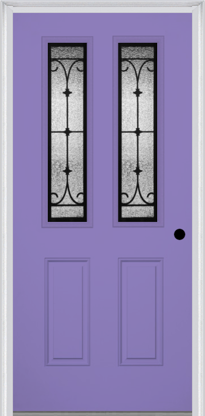 MMI 2-1/2 Lite 2 Panel 6'8" Fiberglass Smooth Chateau Wrought Iron Decorative Glass Exterior Prehung Door 692