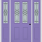 MMI 2-1/2 Lite 2 Panel 6'8" Fiberglass Smooth Selwyn Patina Exterior Prehung Door With 2 Half Lite Selwyn Patina Decorative Glass Sidelights 692
