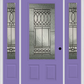 MMI 3/4 Lite 2 Panel 6'8" Fiberglass Smooth Paris Patina Exterior Prehung Door With 2 Paris Patina 3/4 Lite Decorative Glass Sidelights 607