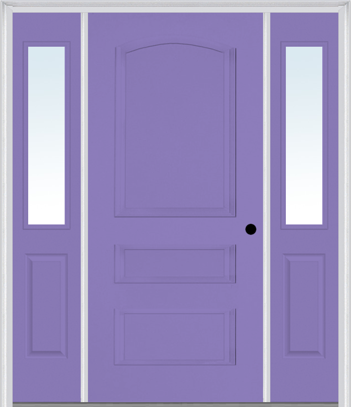 MMI 3 Panel 3'0" X 6'8" Fiberglass Smooth Exterior Prehung Door With 2 Half Lite Clear Or Privacy/Textured Glass Sidelights 31