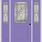MMI 1/2 Lite 1 Panel 6'8" Fiberglass Smooth Nouveau Nickel Or Nouveau Patina Exterior Prehung Door With 2 Half Lite Nouveau Brass/Nickel/Patina Decorative Glass Sidelights 682