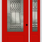 MMI 3/4 Lite 1 Panel 6'8" Fiberglass Smooth Paris Patina Exterior Prehung Door With 1 Paris Patina 3/4 Lite Decorative Glass Sidelight 608