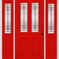 MMI 2-1/2 Lite 2 Panel 6'8" Fiberglass Smooth Pembrook Patina Exterior Prehung Door With 2 Half Lite Pembrook Patina Decorative Glass Sidelights 692
