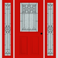 MMI 1/2 Lite 2 Panel 6'8" Fiberglass Smooth Selwyn Patina Exterior Prehung Door With 2 Full Lite Selwyn Patina Decorative Glass Sidelights 684