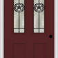 MMI 2-1/2 Lite 2 Panel 6'8" Fiberglass Smooth Elegant Star Wrought Iron Decorative Glass Exterior Prehung Door 692