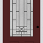 MMI 3/4 LITE 2 PANEL 3'0" X 6'8" FIBERGLASS SMOOTH COURTYARD NICKEL VEIN WROUGHT IRON DECORATIVE GLASS EXTERIOR PREHUNG DOOR 607