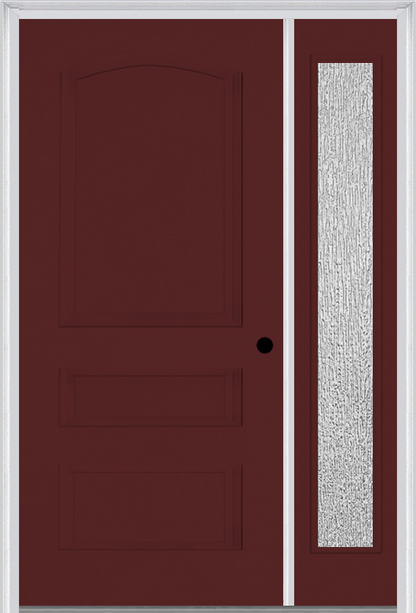 MMI 3 Panel 3'0" X 6'8" Fiberglass Smooth Exterior Prehung Door With 1 Full Lite Clear Or Privacy/Textured Glass Sidelight 31