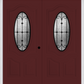 MMI TWIN/DOUBLE SMALL OVAL 2 PANEL DELUXE 6'8" FIBERGLASS SMOOTH CHATEAU WROUGHT IRON DECORATIVE GLASS EXTERIOR PREHUNG DOOR 749