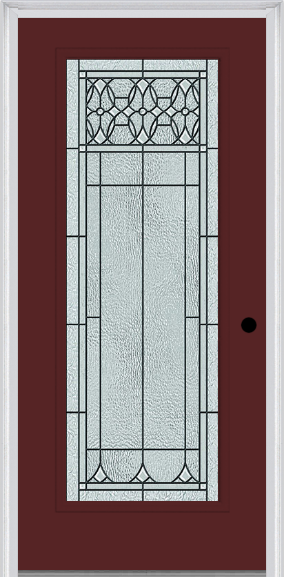 MMI Full Lite 6'8" Fiberglass Smooth Selwyn Patina Decorative Glass Exterior Prehung Door 686