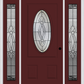 MMI SMALL OVAL 2 PANEL 6'8" FIBERGLASS SMOOTH BELAIRE PATINA EXTERIOR PREHUNG DOOR WITH 2 FULL LITE BELAIRE PATINA DECORATIVE GLASS SIDELIGHTS 949